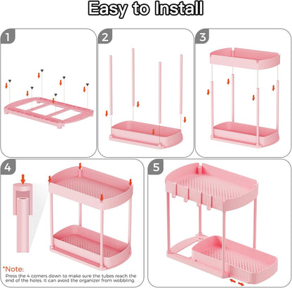 Ukeetap Multi-Purpose Pull-Out Storage Organizers, Under Sink/Cabinet Organizers and Storage for Bathroom & Kitchen, Black, 12.8 Inches, 2 Packs