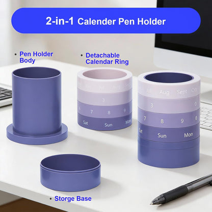 Comix Calender Pen Holder for Desk, Cute Pencil Holder Pen Organizer, Brown Platsic Pen Pencil Cup for Home School Office Supplies