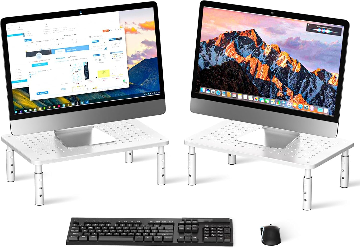Bracwiser Monitor Stand Riser, Metal Computer Stand, 3 Height Adjustable Screen Riser with Mesh Platform for PS4, Laptop, Printer, Notebook and All Flat Screen, Holds Up to 20KG