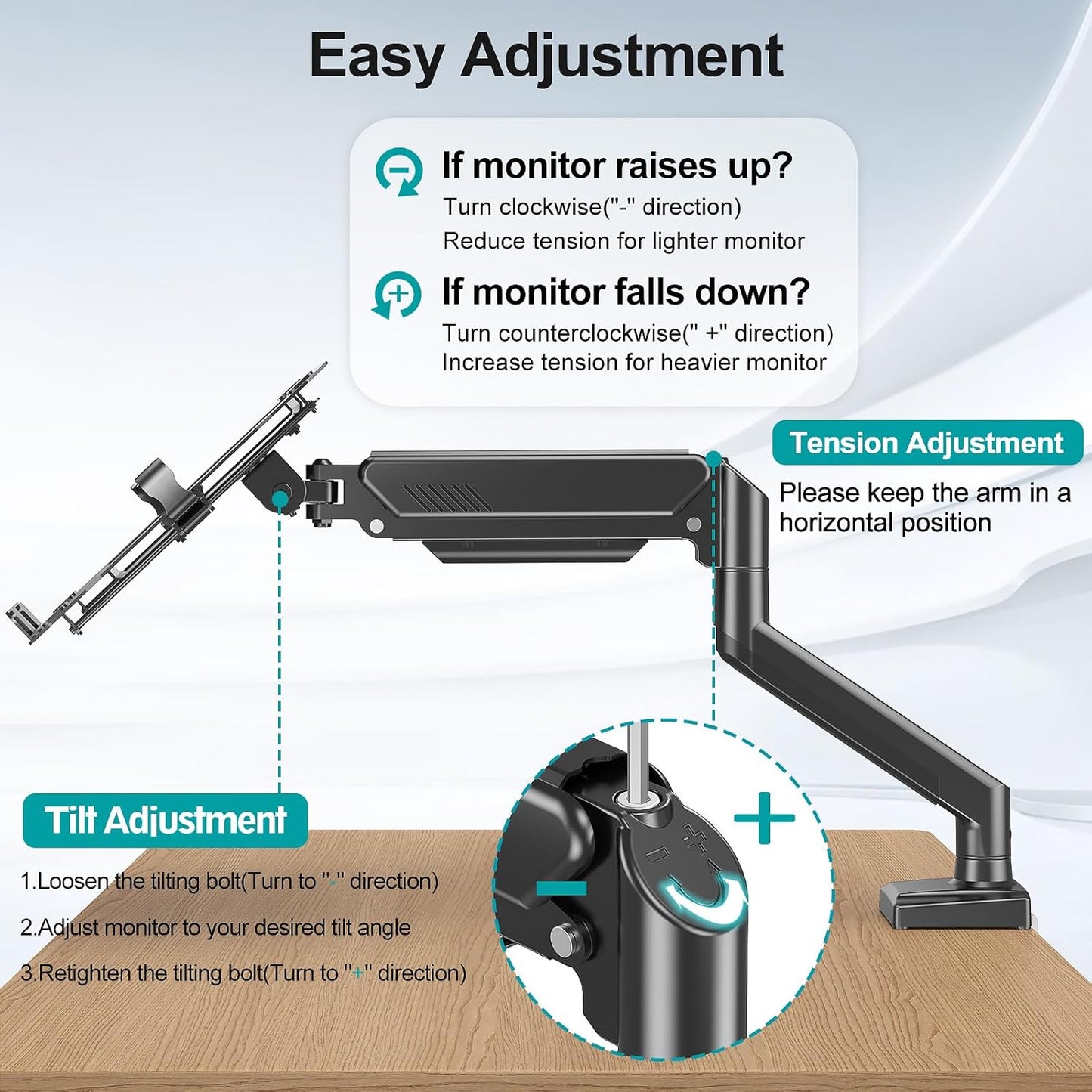 MOUNT PRO Laptop Arm Mount for Desk, 2 in 1 Function Monitor Laptop Stand, Fits Max 17" Notebook and 32" Computer Screen, Aluminum Single Monitor Holder with Adjustable Tray, Holds up to 22lbs