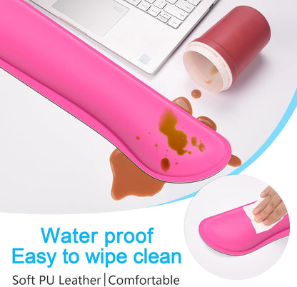 Dapesuom Keyboard Wrist Rest Set, Cute PU Leather Wrist Cushion for Computer Keyboard and Mousepad, Memory Foam Mouse Pad Rests Support with Non-Slip Base for Typing Pain Relief Laptop, Colonial White