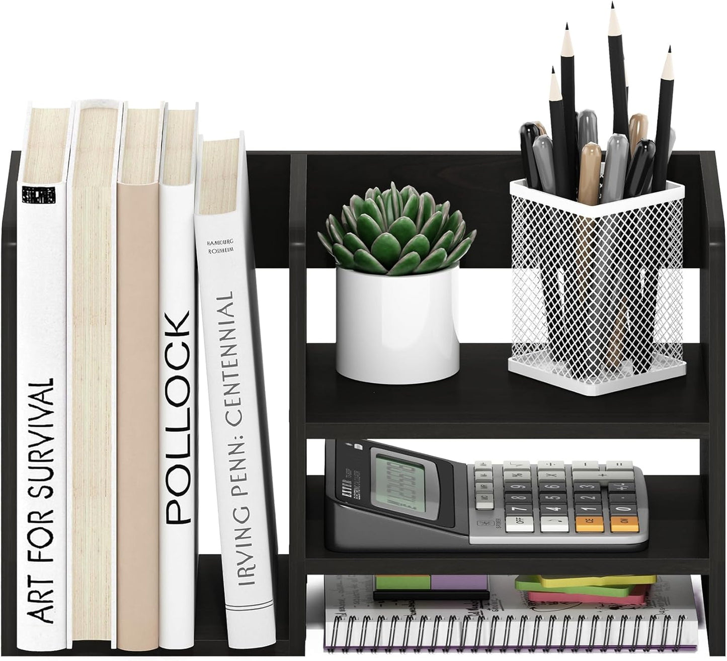 Furinno Classic Desk Organizers and Accessories, 2-Tier Monitor Riser, Office Organization, Desk Top Book Shelf, for Office Supplies, Office Desk Accessories, Dark Espresso