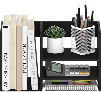 Furinno Classic Desk Organizers and Accessories, 2-Tier Monitor Riser, Office Organization, Desk Top Book Shelf, for Office Supplies, Office Desk Accessories, Dark Espresso