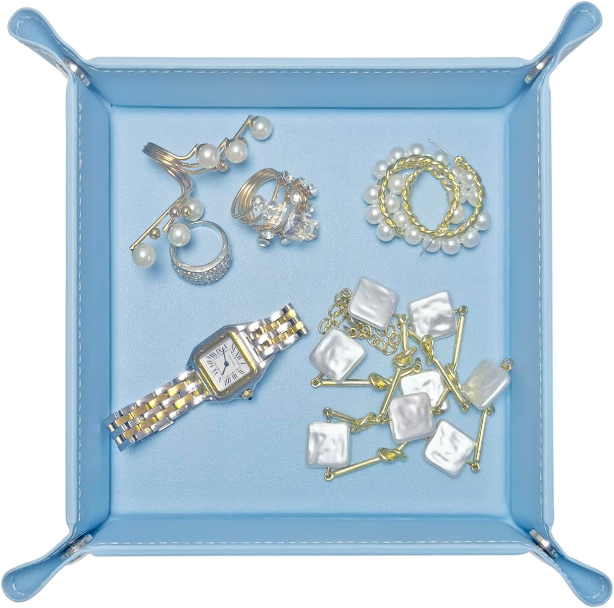 UnionBasic Medium Valet Tray, Jewelry Tray for Rings Watches Earrings, Entryway Catchall Caddy for Coins Keys Change, Nightstand Bedside Valet Holder, Trays for Electronic Gadgets, Candy Pink Plus - Colors A