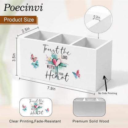 Blue Coquette Bow Pen Holder for Home Office Desk, Girly Office Decor, Preppy Blue Ribbon Bow Aesthetic Wooden Box Sign Pencil Holder for Desk Shelf Organizer