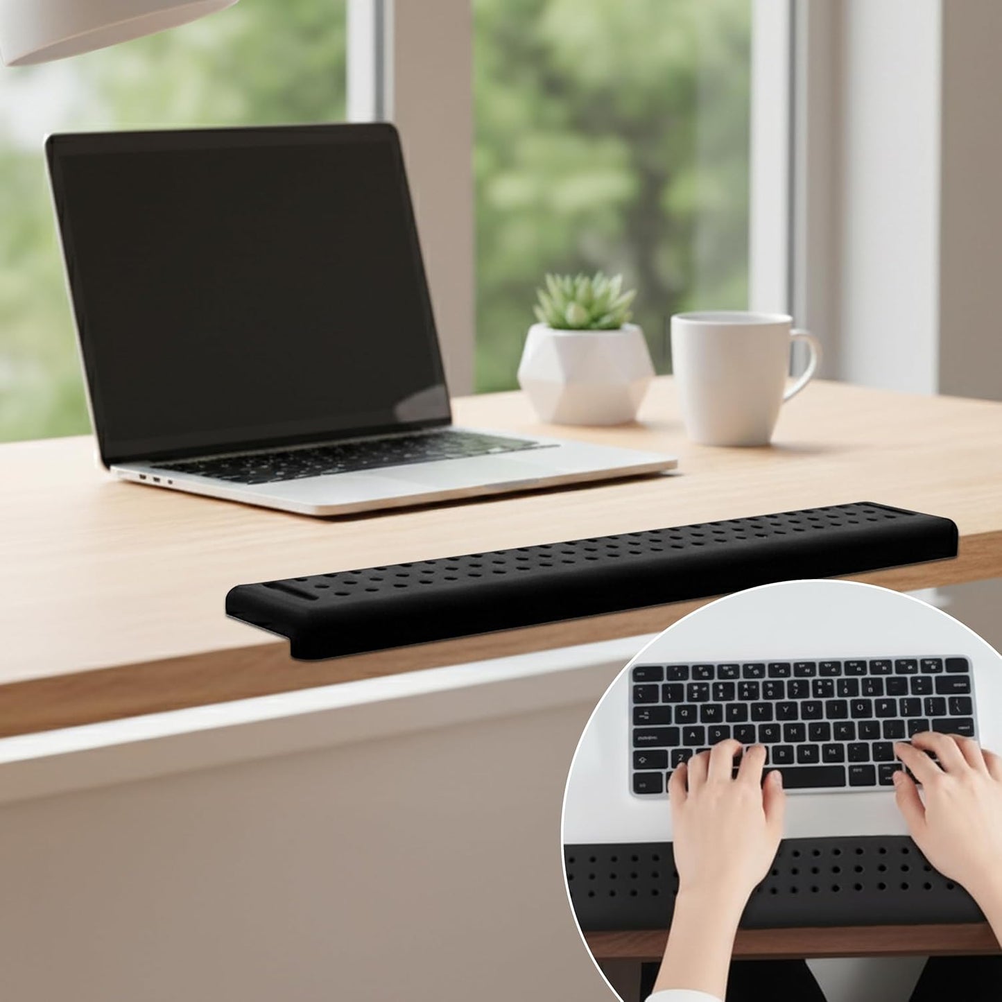 Keyboard Wrist Rest with Edge Protector - 11.8 Inch 2 Pack L Shaped Desk Pad - Ergonomic Memory Foam Wrist Support for Keyboard - for Office, Gaming, Computers and Laptops - Smooth Cover Cushion