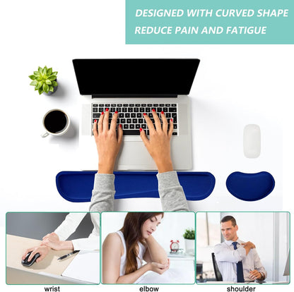 Keyboard Wrist Rest Mouse Wrist Support Set, Memory Foam Wrist Rest Pad for Computer Laptop Keyboard Mouse, Ergonomic Wrist Cushion Support for Typing Pain Relief, Gaming Home Office, Purple