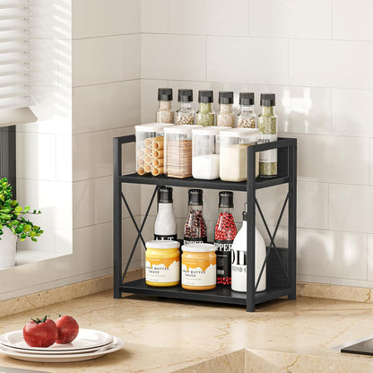 Giikin Countertop Shelf Organizer, 2 Tier Kitchen Spice Rack Organizer for Countertop, Wood Coffee Counter Shelf Organizer for Home (Bamboo, S)