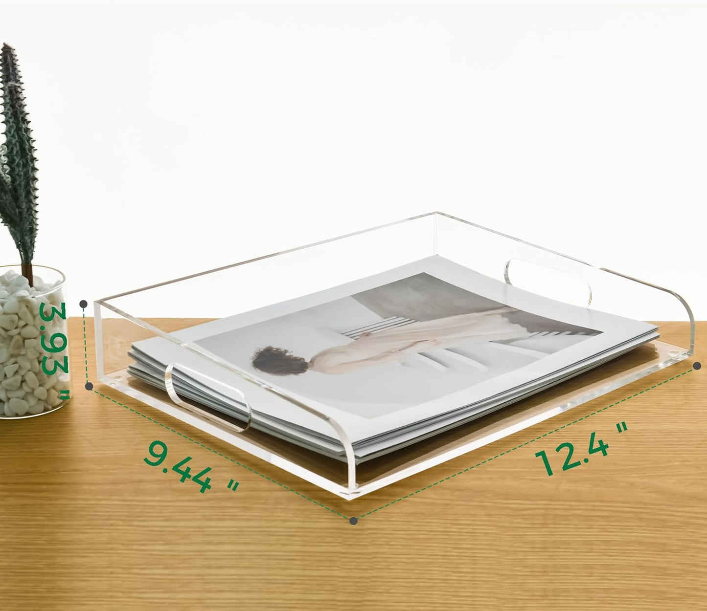 2-Tier Clear Acrylic Paper Trays, Desk File Organizer, A4 Paper Holder, Low-Profile Desk File Sorter for Office/Home, Clear Stackable Letter Tray for Bills, Crafts, Notebooks - Horizontal