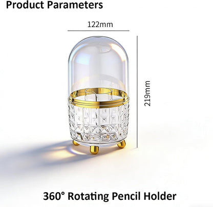 GOTOBA Dark Green Pen Pencil Holder for Desk, 360° Rotating Pen Organizer, Green Office Supplies, Cute Pen Holder, 6-Compartment Pencil Holder Rotating