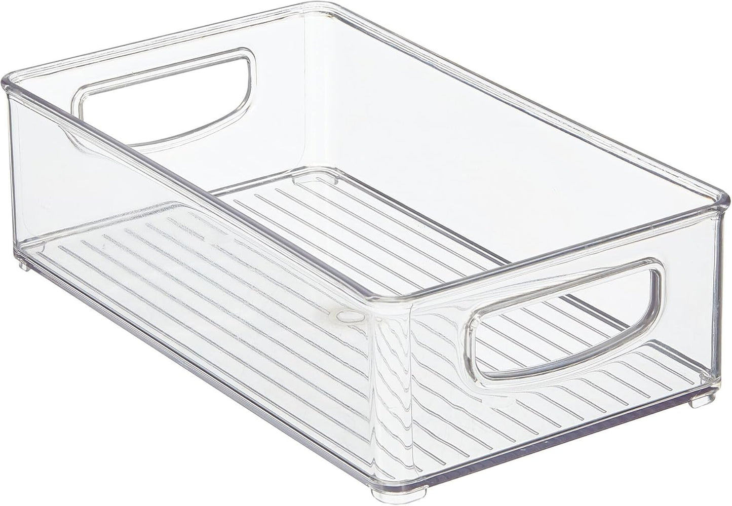 mDesign Plastic Office Supply Organizer - Storage Holder Bin with Handles for Desk Drawer, Cabinet - Pencil, Pen, Envelope and Supplies Container Basket - Ligne Collection - 2 Pack - Clear