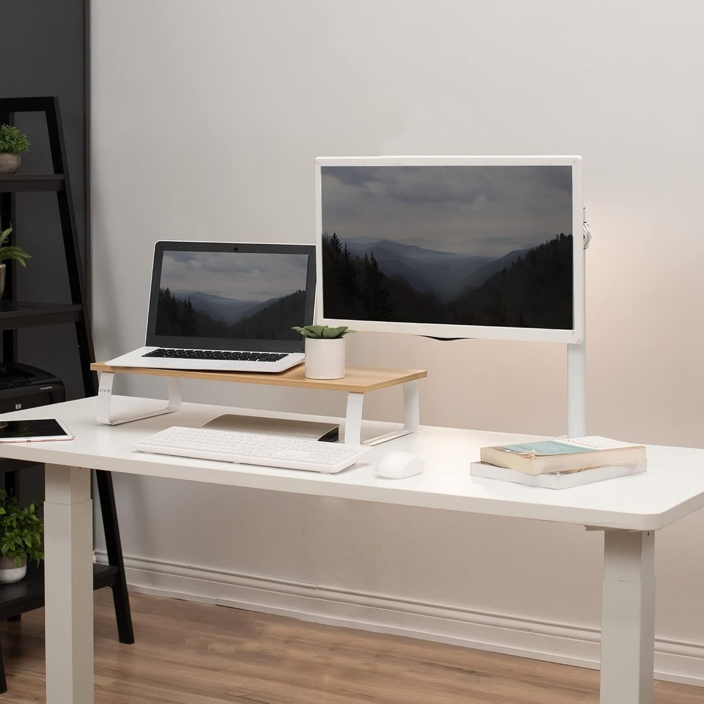VIVO Monitor and Laptop Stand, 24 inch Desktop Riser, Black, STAND-V000D