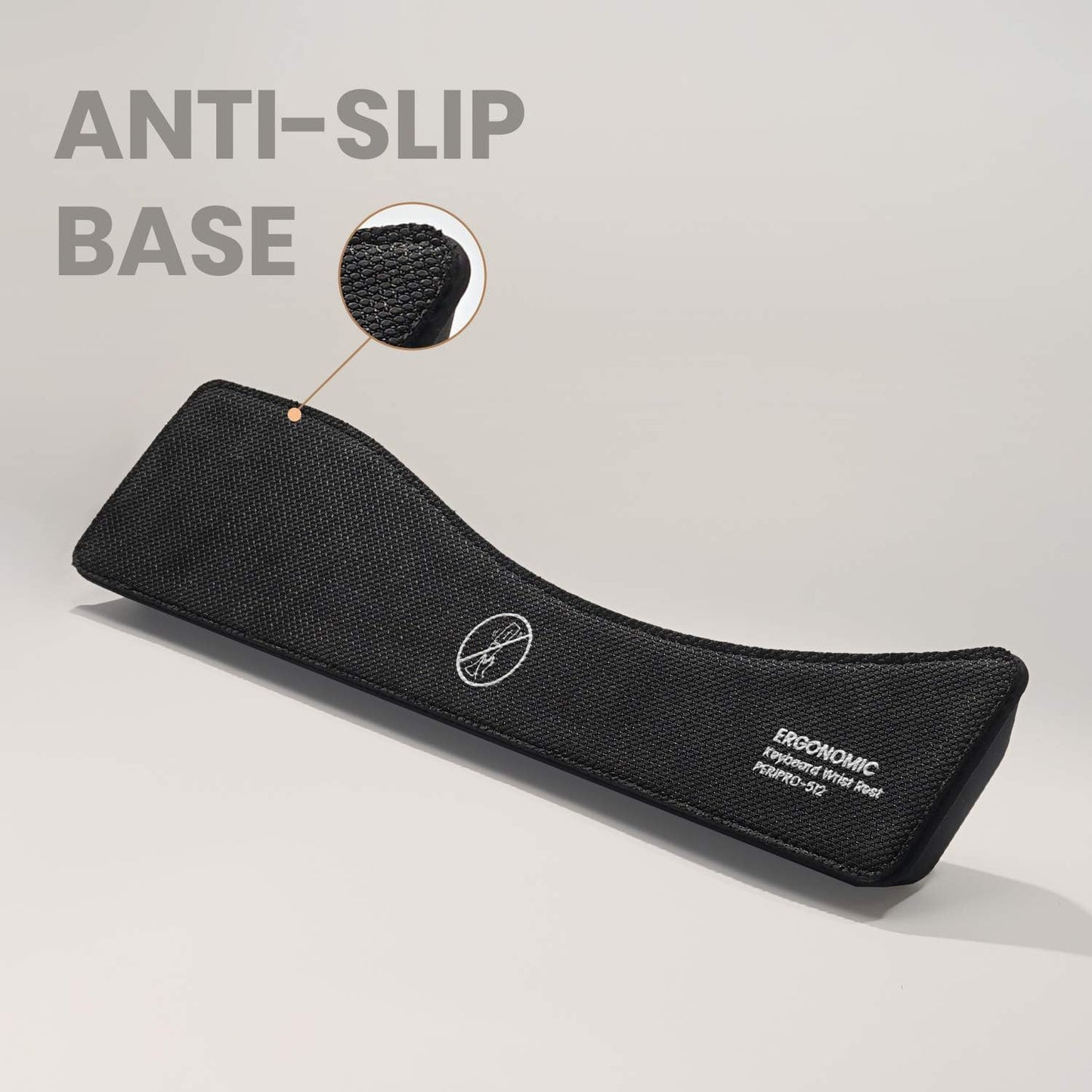 Perixx PERIPRO-512 Ergonomic Keyboard Wrist Rest - Gel Cushion Support - Compatible with Various Ergo Keyboard - Dimension 17.32x3.94x1.30 inches - Black