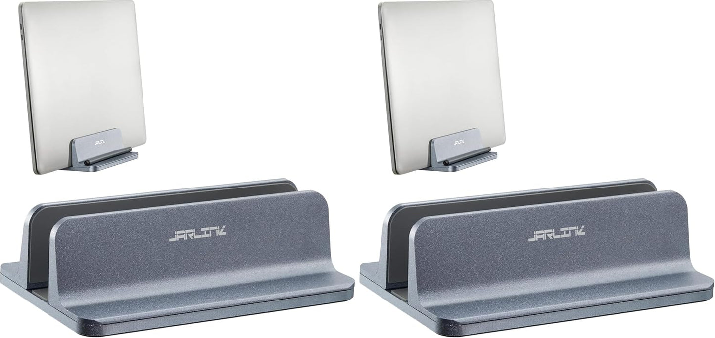 JARLINK Vertical Laptop Stand, Aluminum Laptop Holder Desktop Stand with Adjustable Dock Size (up to 17.3 inches) Compatible with All MacBook/Surface/Dell/Gaming Laptops (Silver)