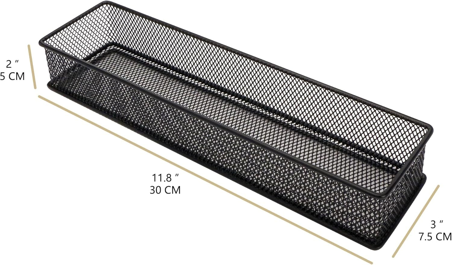 Annova Stackable Mesh Drawer Cabinet and Shelf Organizer Bins Storage Basket School Office Supply Holder Tray- Set of 2 (Gold, 3x3x2 Inch)