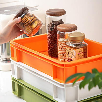 Stackable Organizer Boxes - Create Your Perfect Modular Desktop Storage System Office Desk Organizer Set15.8''*11''*3.26'' (Beige, 6Large)