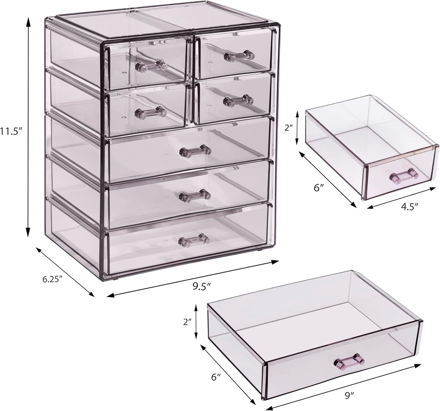 Sorbus Acrylic Makeup Organizer Set, 6-Drawer Vanity & Countertop Cosmetic Storage with Small & Wide Drawers, Clear Makeup Storage for Brushes, Lipsticks, Jewelry – Holiday Gift for Women & Teens