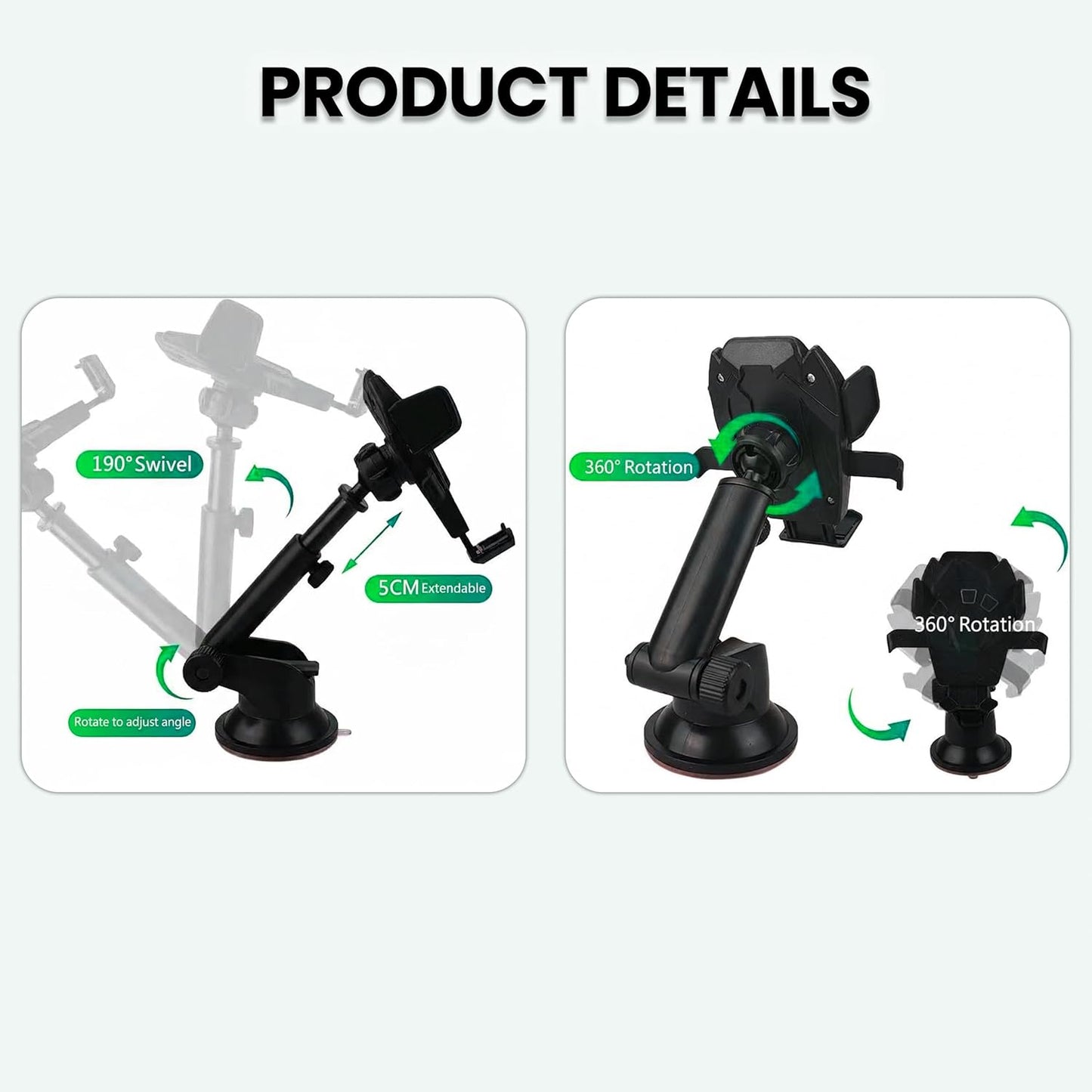 Foldable Phone Stand for Desk | Six Position Adjustable Folding Bracket for Cell Phone | Black Cellphone Holder for Desk & Smartphone Stand | Cellphone & Accessories for Men & Women