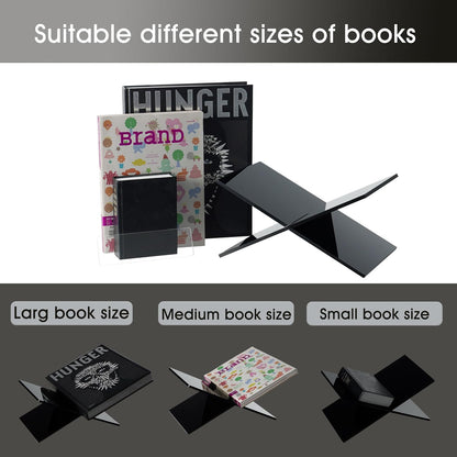 Large Clear Acrylic Book Stand - Perfect for Displaying Open Books on Your Coffee Table - Ideal for Bibles, Cook Book, Guest Books, Magazines, with a Lucite Paperweight(Marble Pattern)