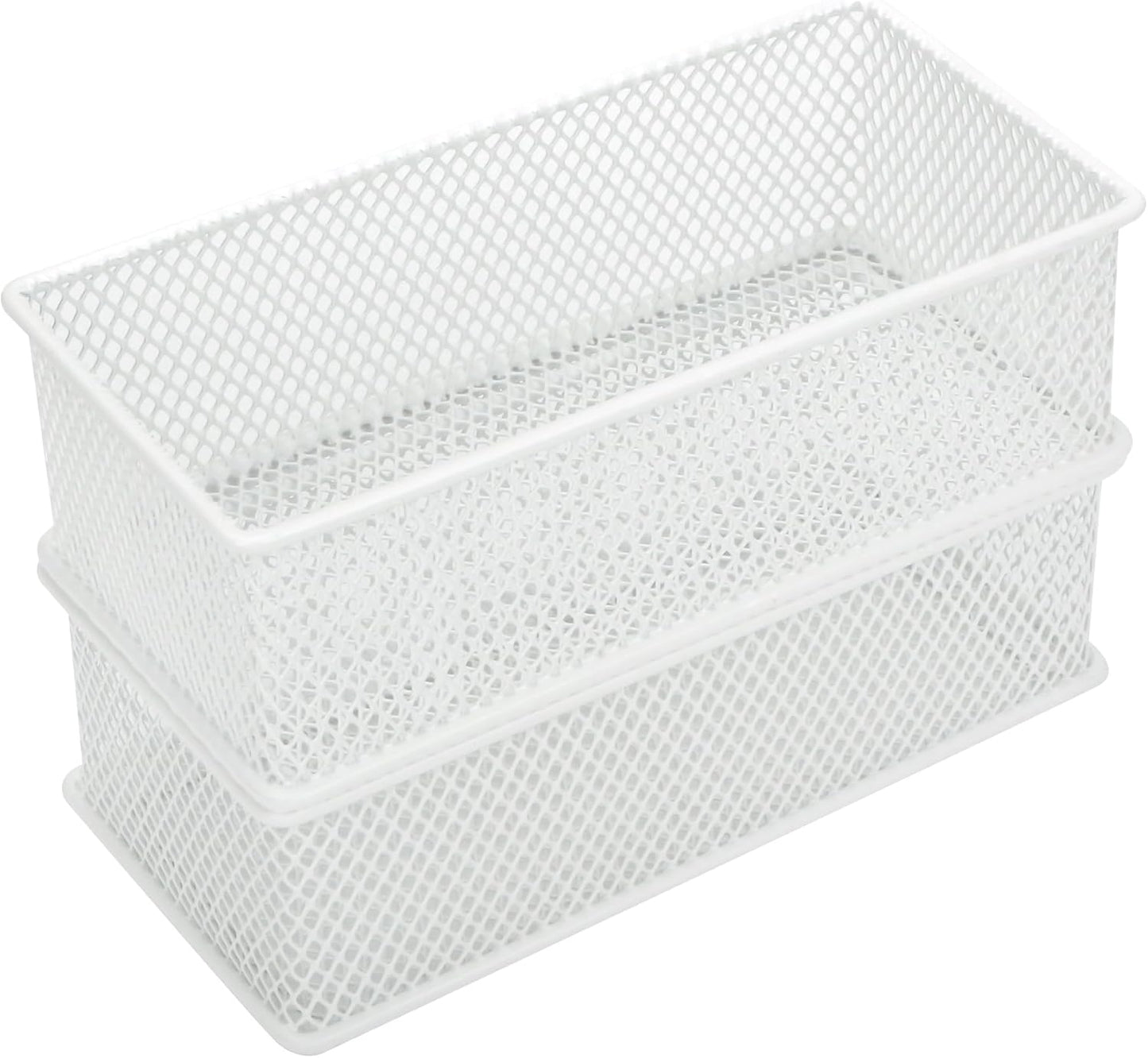 Annova Stackable Mesh Drawer Cabinet and Shelf Organizer Bins Storage Basket School Office Supply Holder Tray- Set of 2 (Gold, 3x3x2 Inch)