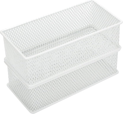Annova Stackable Mesh Drawer Cabinet and Shelf Organizer Bins Storage Basket School Office Supply Holder Tray- Set of 2 (Gold, 3x3x2 Inch)