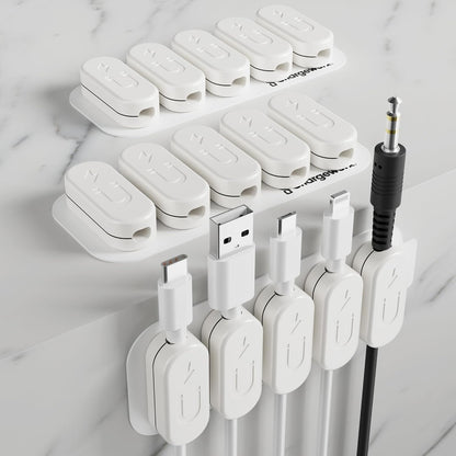 CHARGEWORX Pack of 5 Magnetic Cable Clips, Adhesive Cord Organizer for Desk, Nightstand, Wall or Car, Wire Holder for USB-C, Lightning and Micro-USB Cables