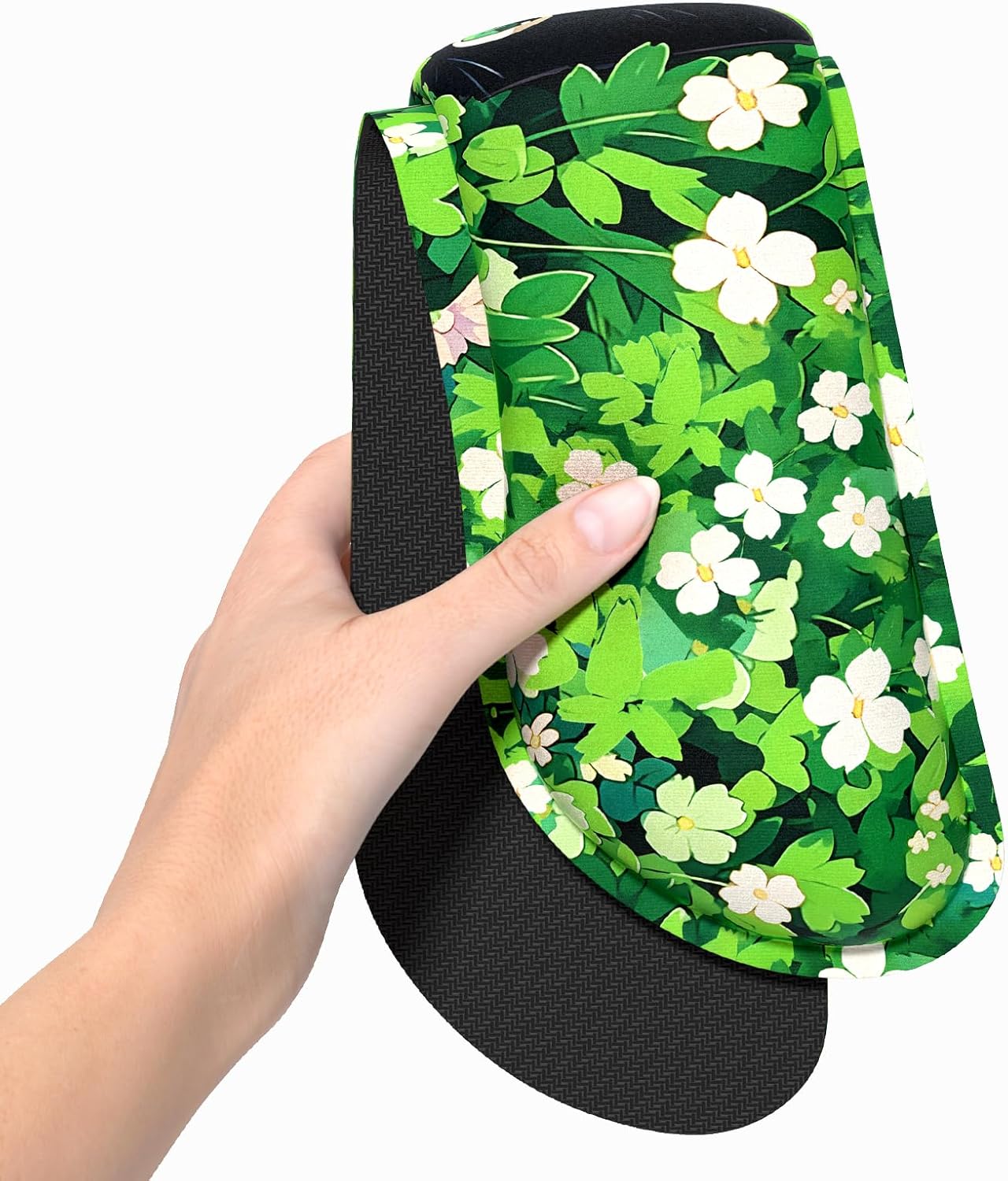 Dapesuom Enlarge Keyboard Wrist Rest, Memory Foam Wrist Cushion for Desk Mats Support, Cute Pain Relief Keyboard Mouse Pad Rests Set with Non-Slip Base for Gaming Laptop Office Computer, Green Leaf