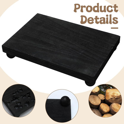 Amyhill Wood Pedestal Stand Kitchen Soap Tray Farmhouse Wooden Riser Stand for Kitchen Bathroom Counter Table Decor Plant Candle Vases Display(Classic,Black,9 x 6 Inch)