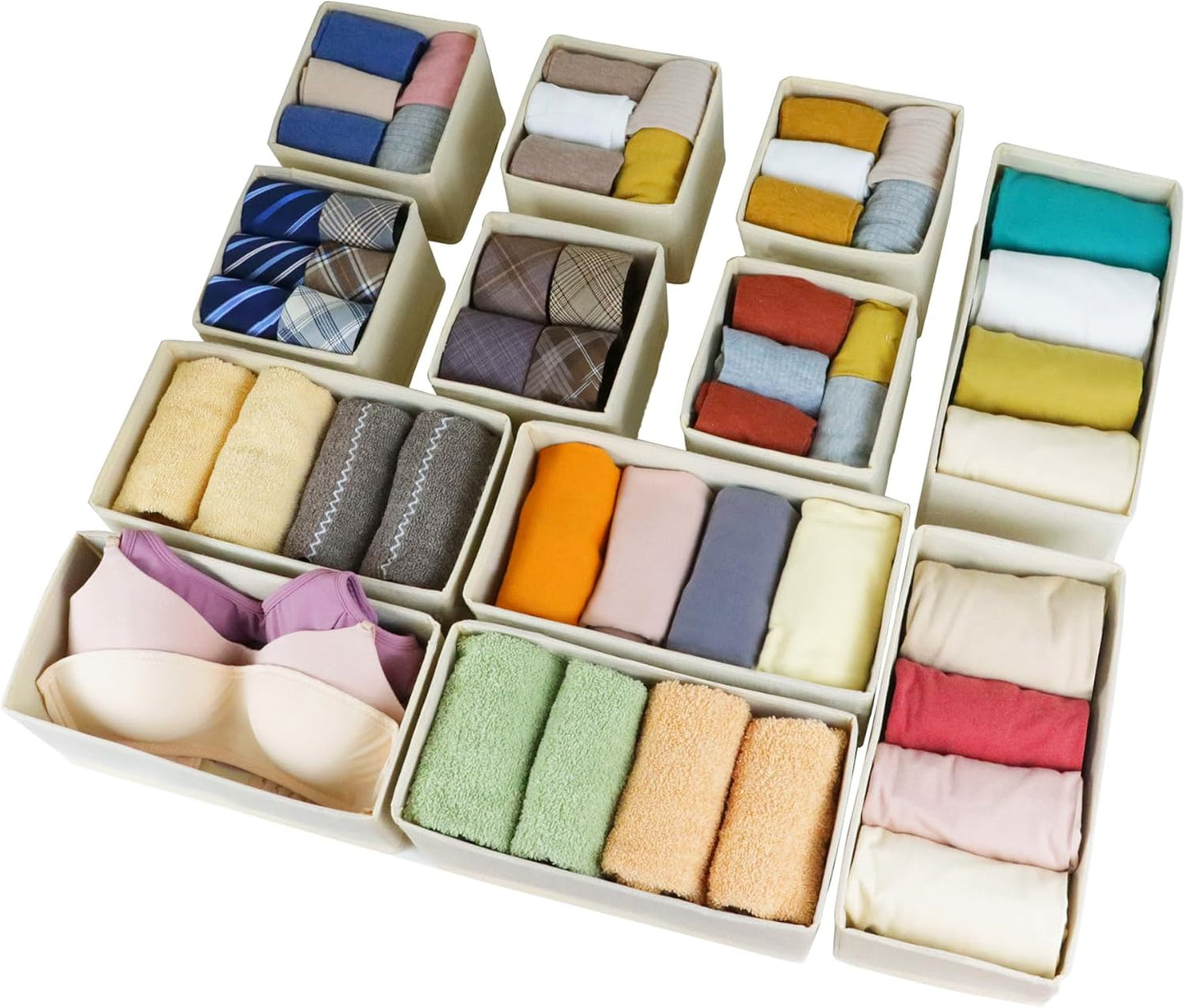 Fordonral 12 Pack Drawer Organizer Clothes, Foldable Fabric Dresser Organizer Closet Organizers and Storage Box for Underwear,Folded Clothes,Baby Clothing,Socks,Bra,Towels,Ties(12 Pack,Gray)