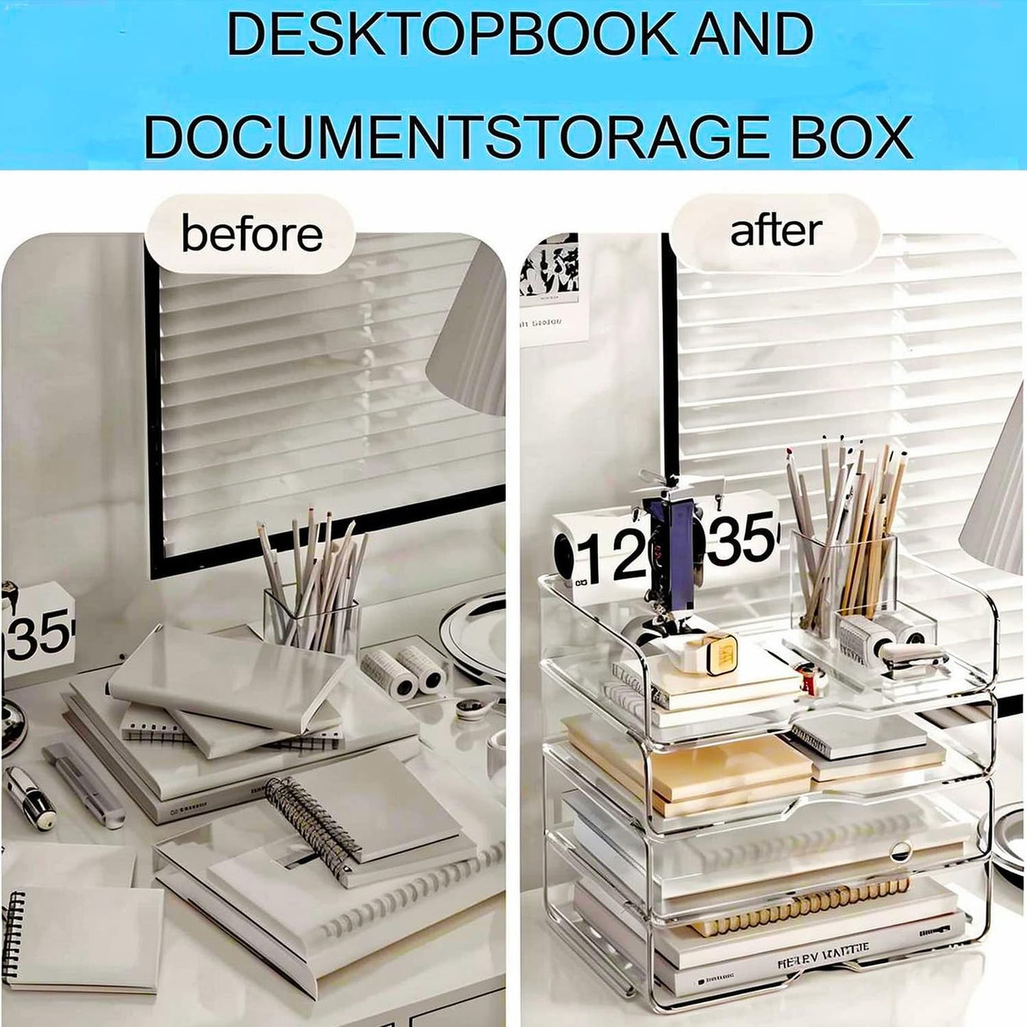 DCA Large Capacity Desk Organizer, 4 Tier Paper Organizer, File Organizer for Desk, Stackable Paper Tray for Office, Home and School