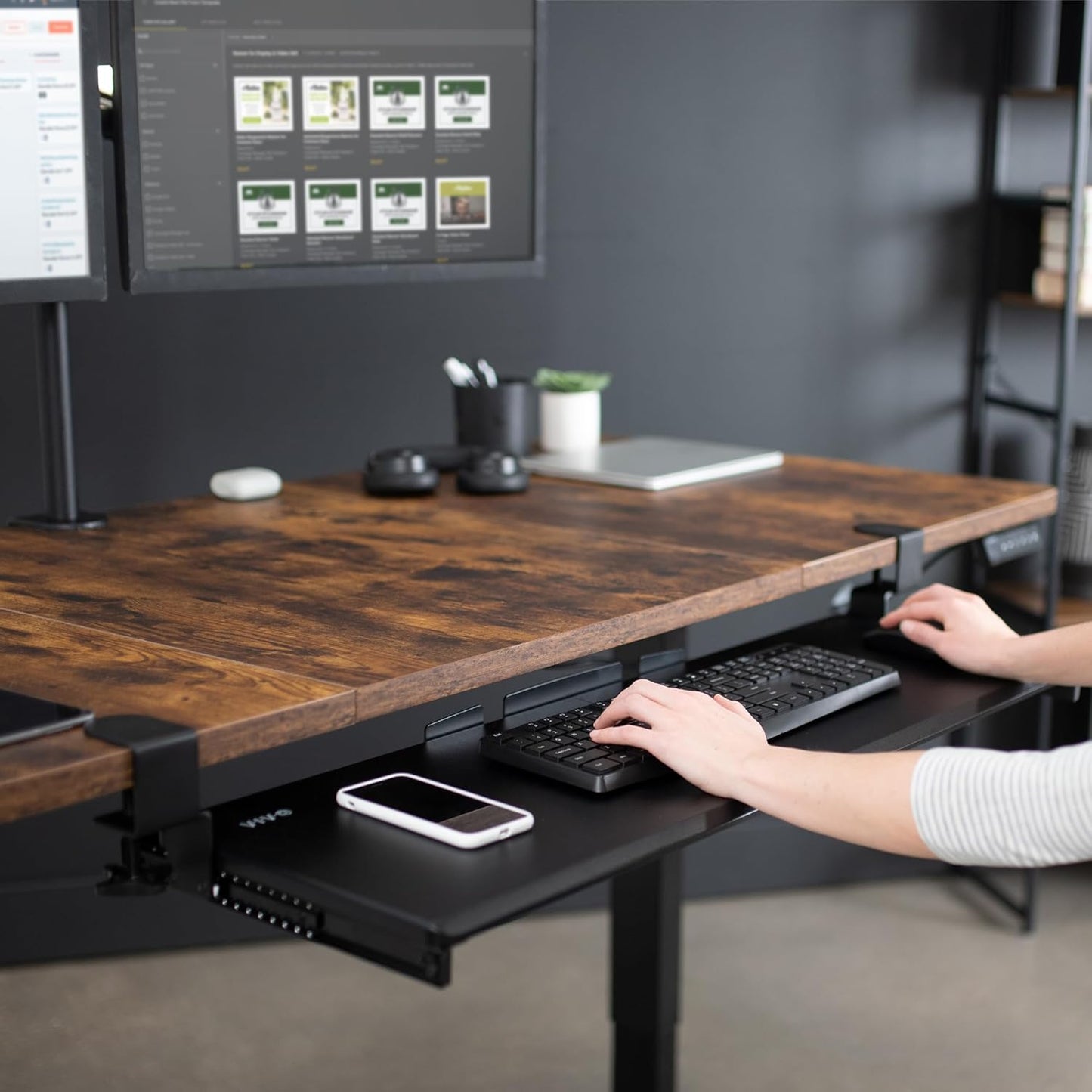 VIVO Large Clamp-on Computer Keyboard and Mouse Under Desk Slider Tray, 27 x 11 inch Pull Out Platform Drawer, White, MOUNT-KB05W