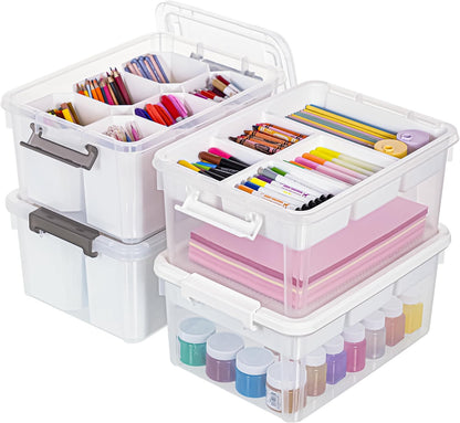 Citylife 17 QT Plastic Storage Bins Clear Storage Box with Lids Multipurpose Stackable Storage Containers for Organizing Tool, Craft, Crayon