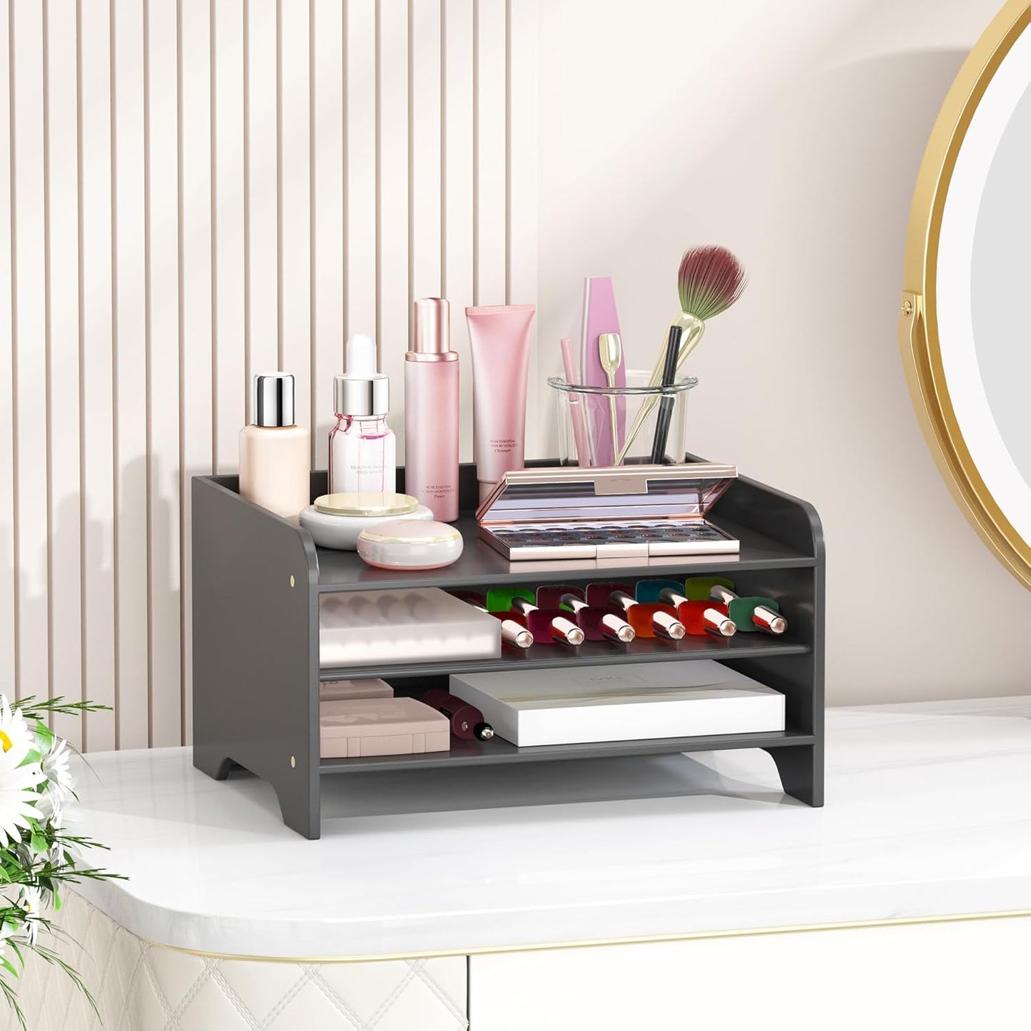 Desk File Organizer 4-Tier Desktop Paper Mail Organizer Document Holder for Home Office Supplies, Office Desk Accessories & Workspace (Nature)
