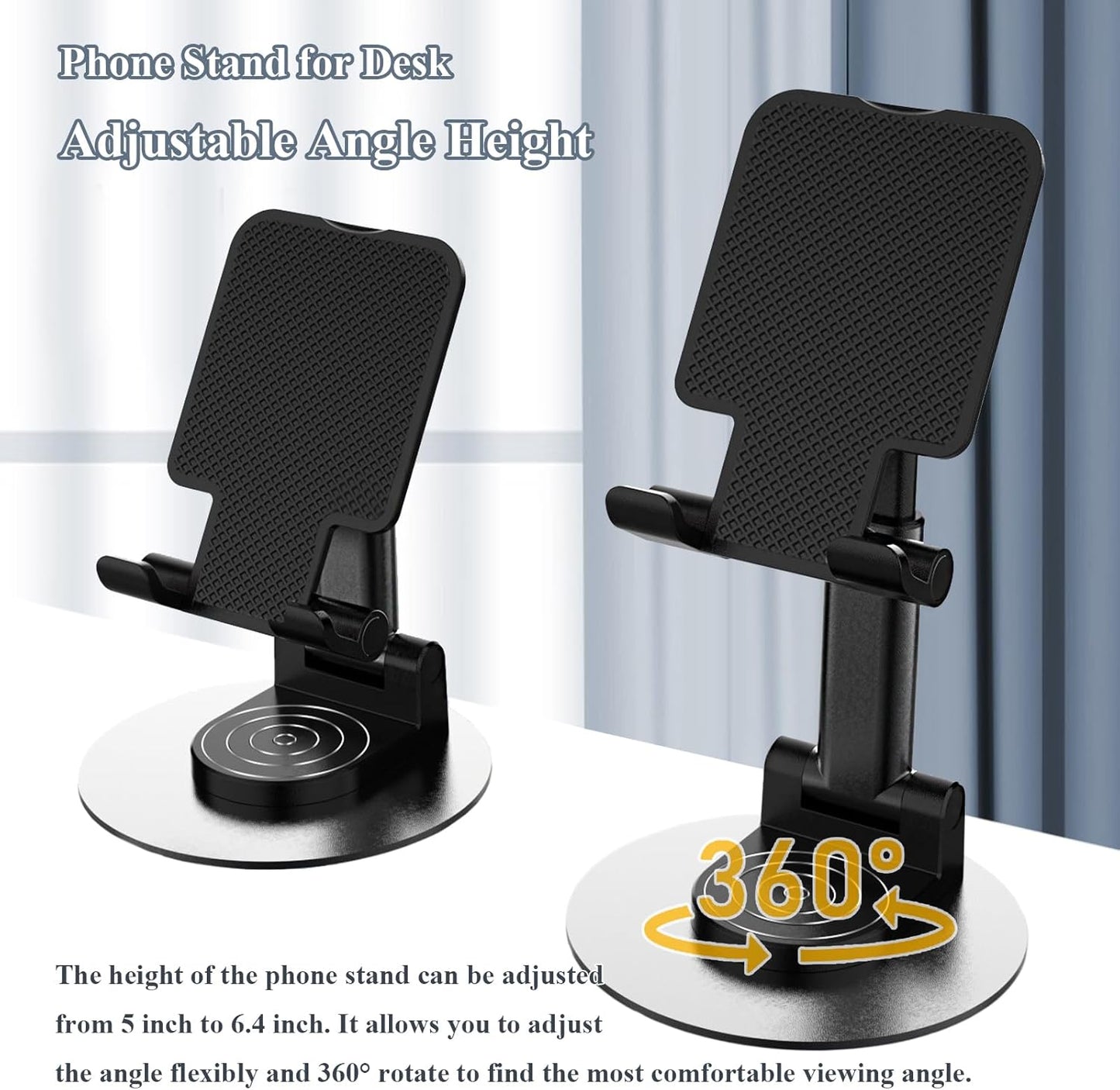 Meetuo Rotatable Cell Phone Stand for Desk, Height Angle Adjustable Phone Holder Portable Phone Stand Compatible for Most Smartphones iPhone 14, Pro, Pro Max, 13 12 X XS