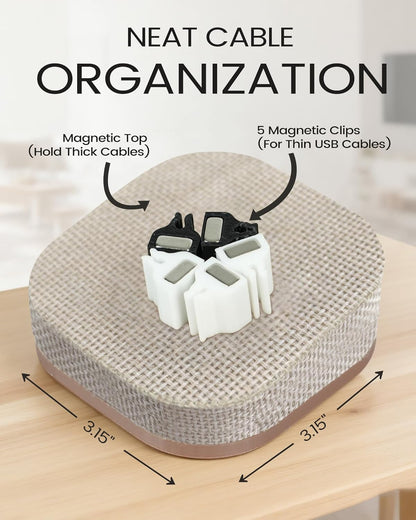 Magnetic Cord Holder, Cable Organizer with 5 Magnetic Clips for Desk & Nightstand Cable Management, Practical Charging Accessory for Home, Office & Gift Giving