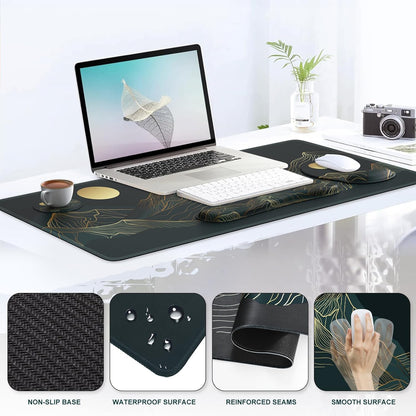 iCasso Desk Mat, Gaming Mouse Pad Wrist Support Set,4in1 XXL Large Mousepad + Keyboard Wrist Rest+Mouse Wrist Rest+Coaster Set with Ergonomic Design for Home Office Table Computer-Penoy