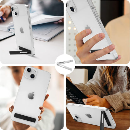 Mini Phone Kickstand, Folding Invisible Portable Metal Cell Phone Stand Holder for Desk, Compatible with iPhone, Samsung and All Cellphones, Black