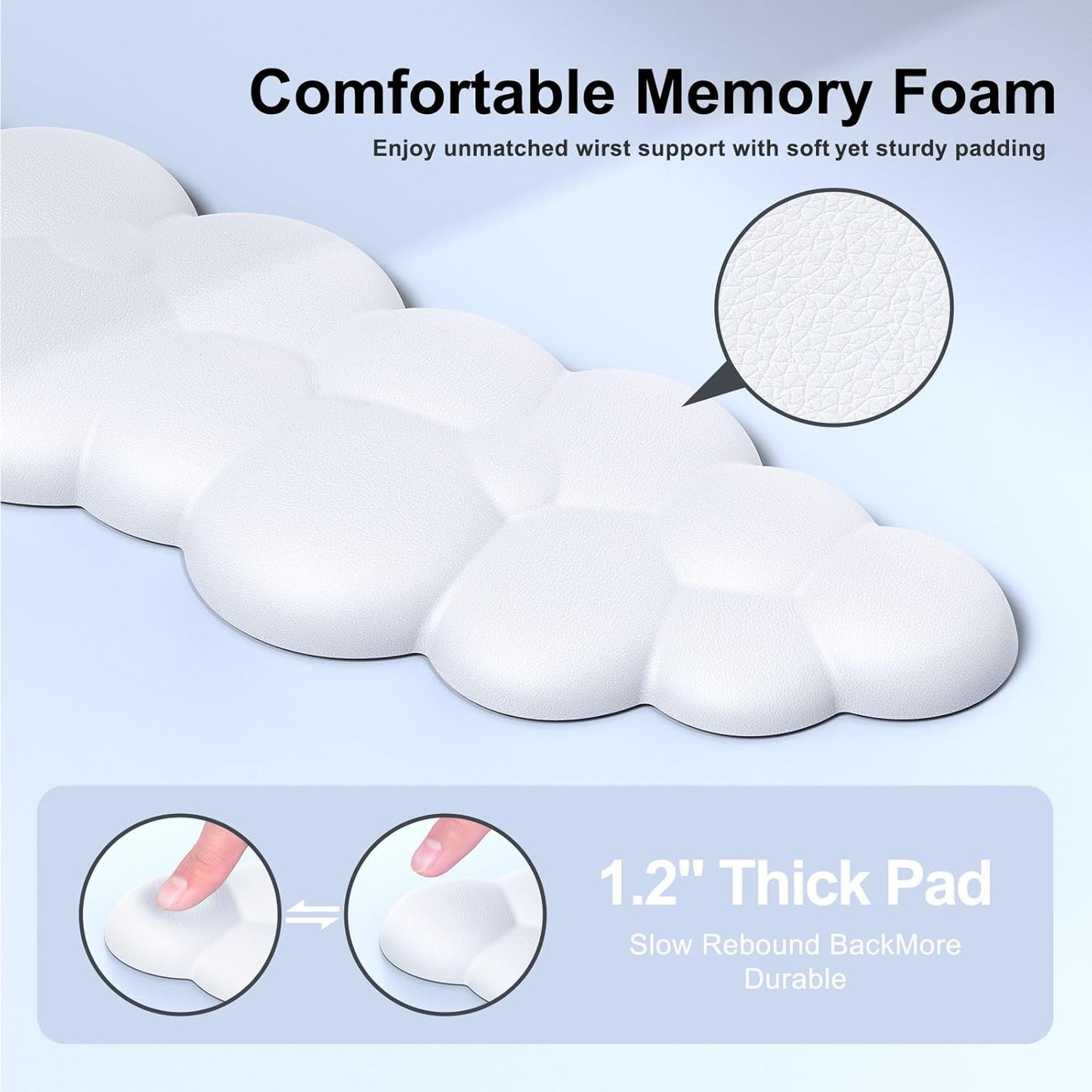MOKURU Cloud Mouse Pad with Wrist Rest, Cloud Keyboard Wrist Rest, Mouse Pad Wrist Support, Ergonomic Keyboard Mouse Wrist Support White