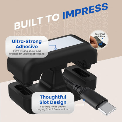 8 Pack Dual-Slot Silicone Cord Cable Clips with Strong Nano Adhesive Cable Organizer Press-to-Lock Design Desktop Wire Management for Home, Office, Car, Desk, Nightstand (White-8Pack)
