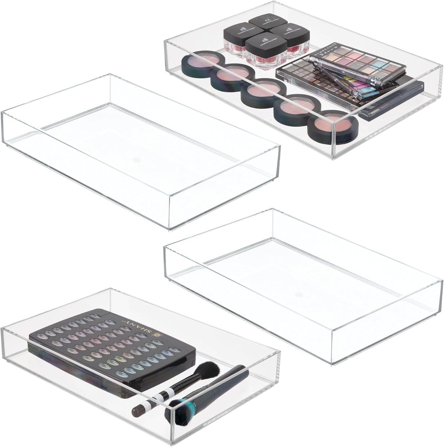 iDesign Makeup Drawer Organizer Tray for Vanity or Bathroom Countertop - Set of 2 - Clear