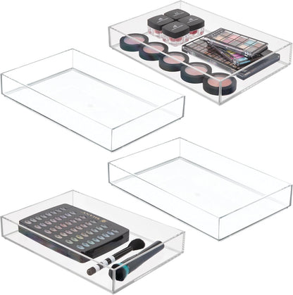 iDesign Makeup Drawer Organizer Tray for Vanity or Bathroom Countertop - Set of 2 - Clear