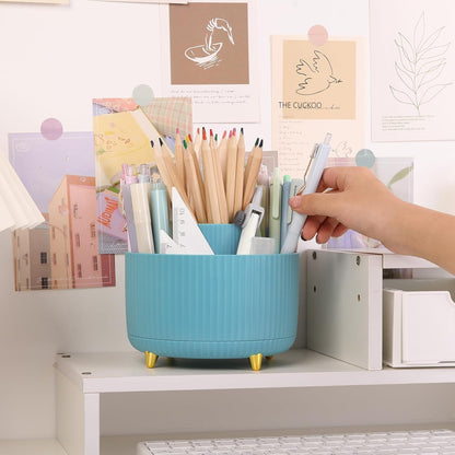 SKYDUE 360 Rotating Multipurpose Organizer - Cute Rotating Pen Holder with 5 Slots for Art Supplies, Office, School, Home