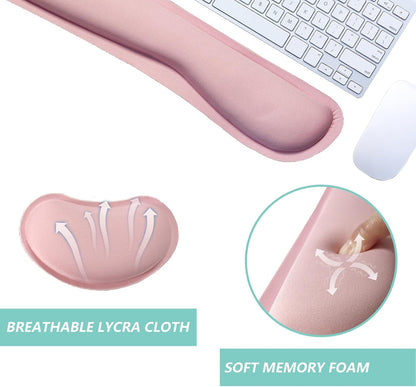 Keyboard Wrist Rest Mouse Wrist Support Set, Memory Foam Wrist Rest Pad for Computer Laptop Keyboard Mouse, Ergonomic Wrist Cushion Support for Typing Pain Relief, Gaming Home Office, Purple
