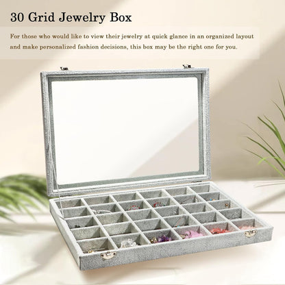 Stratalife Jewelry Organizer Bracelet Organizer Storage Box 12 Grid Stackable Jewelry Tray with Lid Velvet Jewelry Box for Drawer Necklace Bracelet Display Storage Organizer Box (Beige)