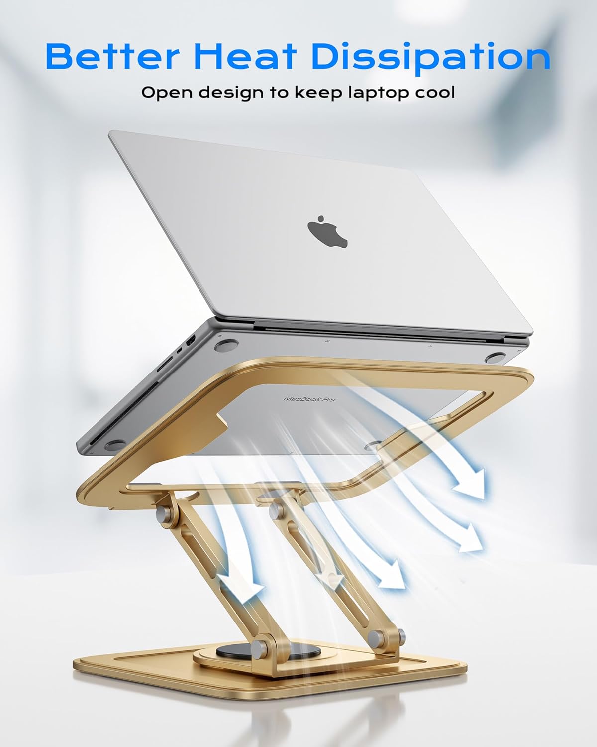 LOXP Adjustable Laptop Stand, Computer Stand with 360 Rotating Base, Ergonomic Laptop Riser Mount for Desk Foldable Protable Computer Desk Fits with MacBook Pro Air (10-16") - Black