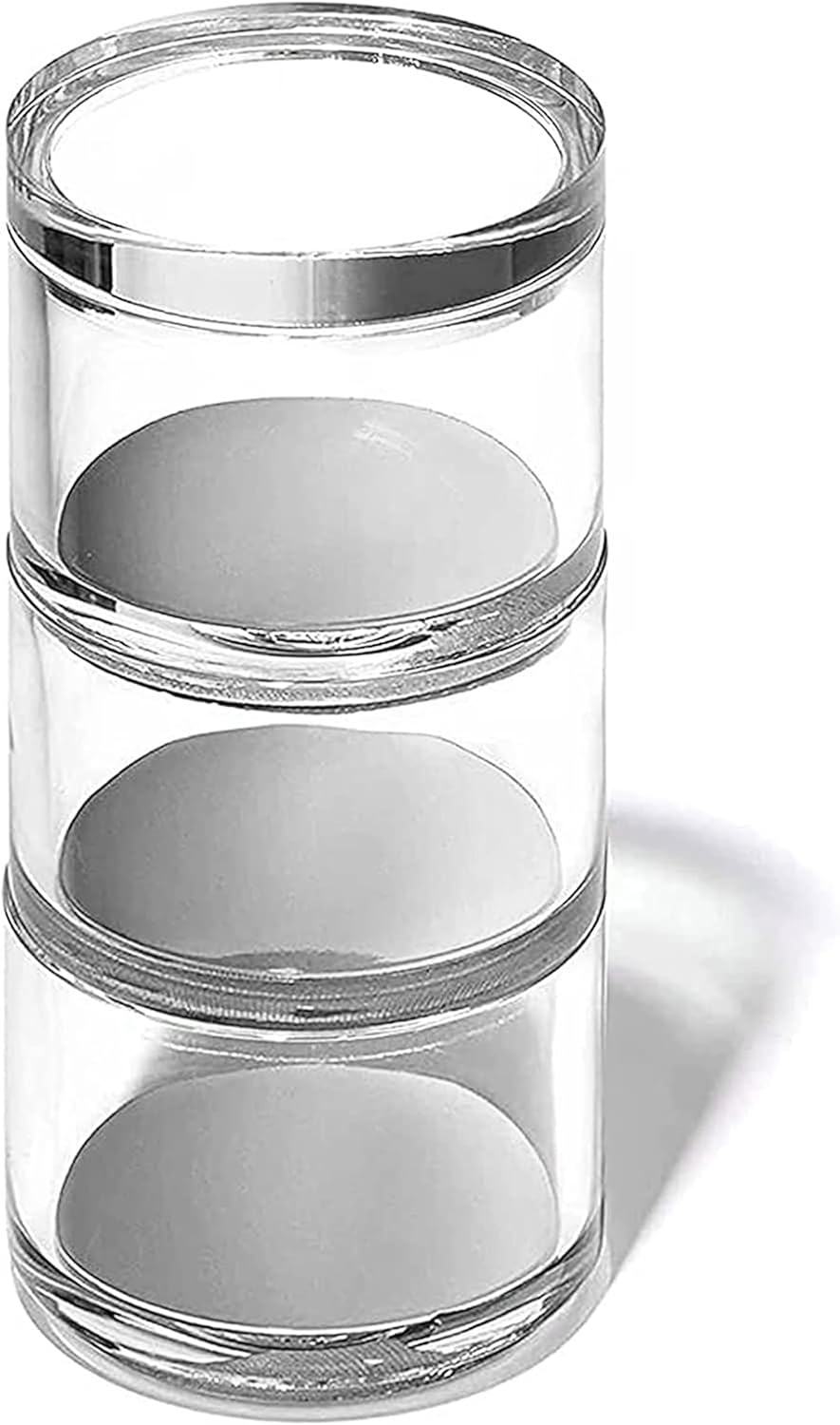 OfficeGoods 3-Tier Stackable Acrylic Holder- Stylish Desk Organizer and Storage for Office or Home – Transparent Round Design with Gold Metal Base