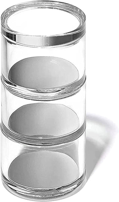 OfficeGoods 3-Tier Stackable Acrylic Holder- Stylish Desk Organizer and Storage for Office or Home – Transparent Round Design with Gold Metal Base