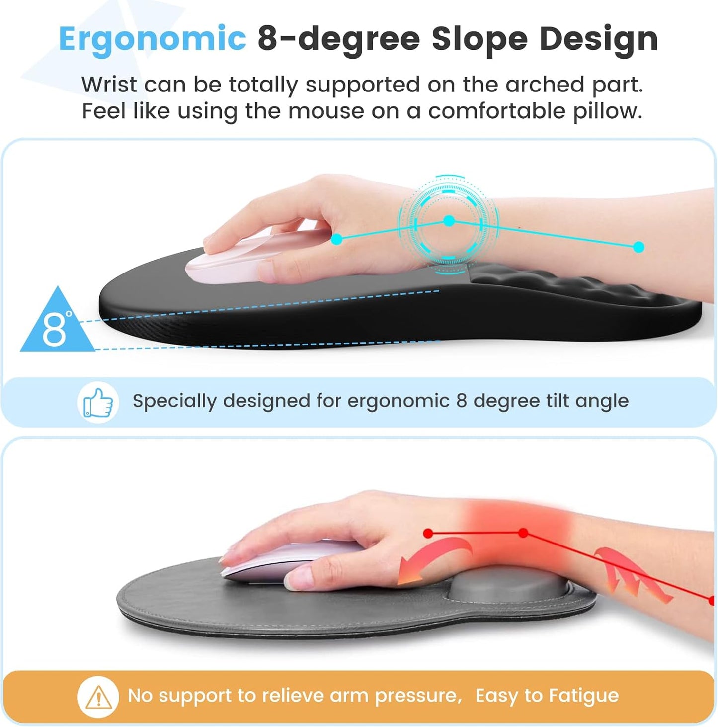 HAOCOO Keyboard Wrist Rest, Ergonomic Mouse Pad with Wrist Rest, 3 in 1 Keyboard and Mouse pad with Coaster Set, Memory Foam Wrist Support, Non-Slip PU Base for Home Office, Rose Gold Pink