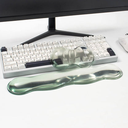 Ergonomic Gel Keyboard and Mouse Wrist Rest Set – Clear Wrist Rest for Computer Keyboard 60%/68%/75%, Comfort & Support for Typing and Gaming (Grey Purple)