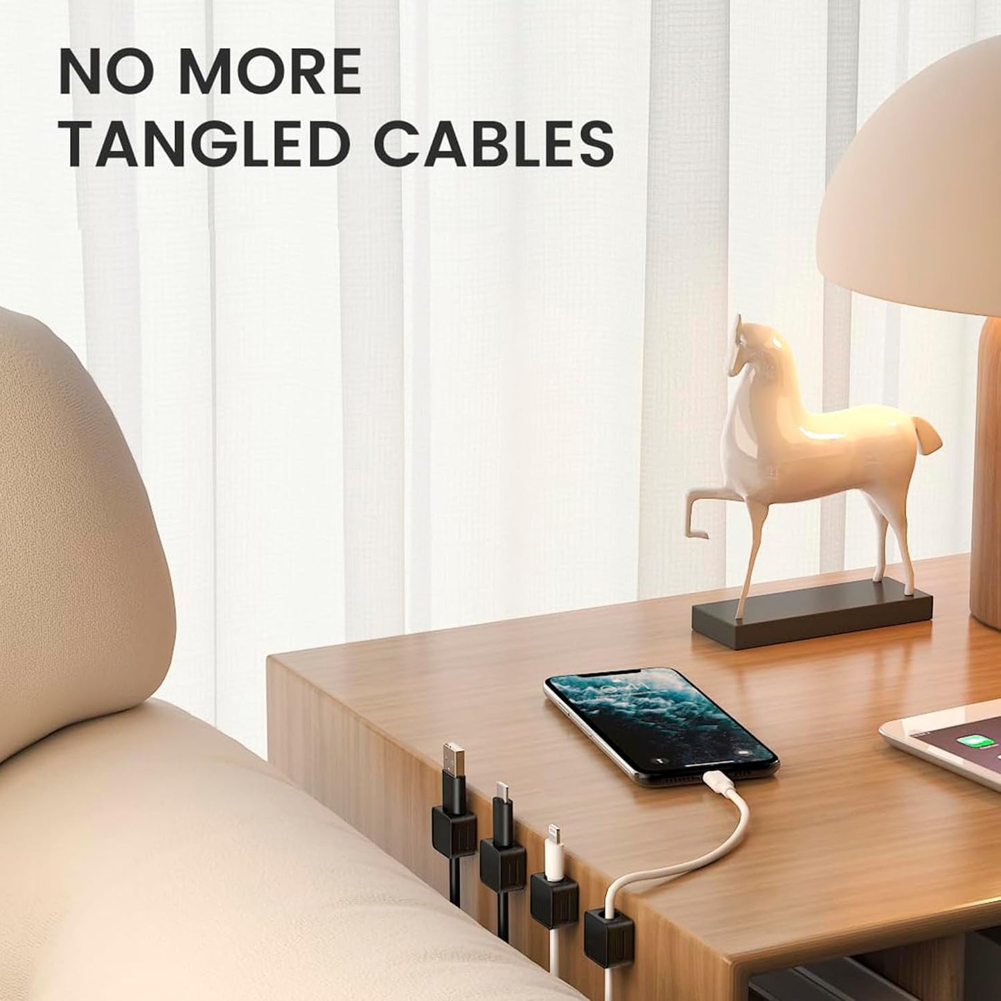 8 Pack Magnetic Cable Clips, Cord Organizer for Desk, Grizzly Supply Under Desk Cable Management, Strong Adhesive Wire Holder for Home Office Phone Car Wall Desktop Nightstand (Black)